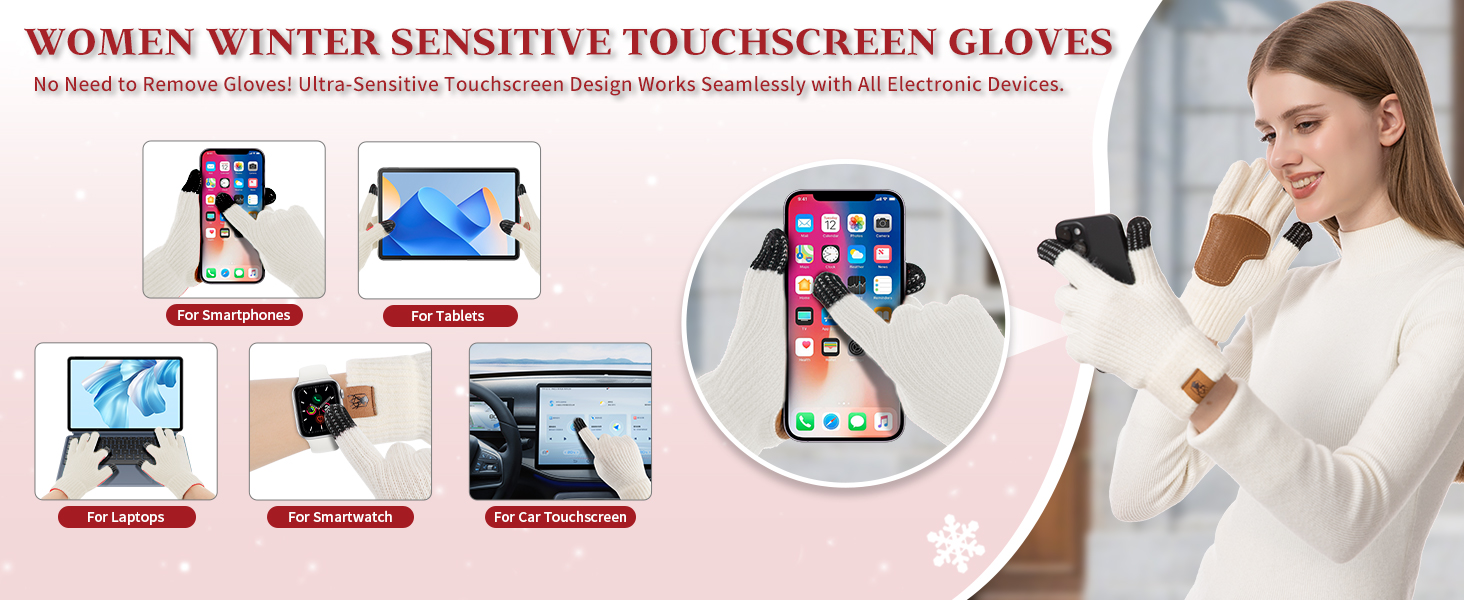 upgraded touchscreen gloves for women in cold weather