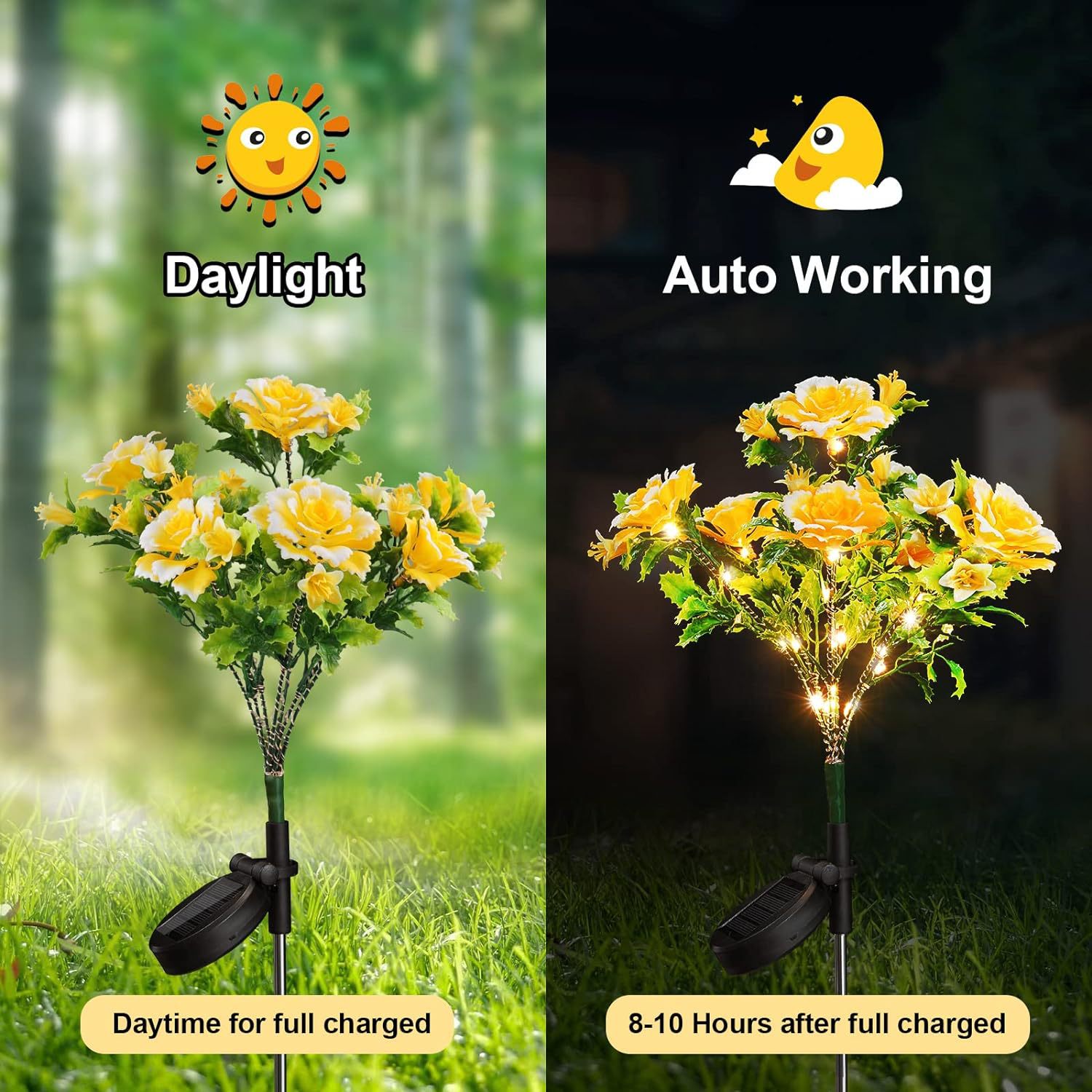 Solar Carnation Flower Landscape Light