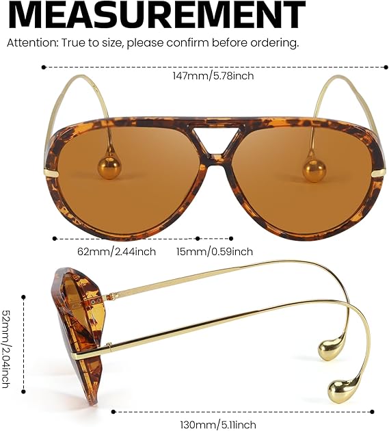 👓Oversized Aviator Sunglasses for Women With Earring