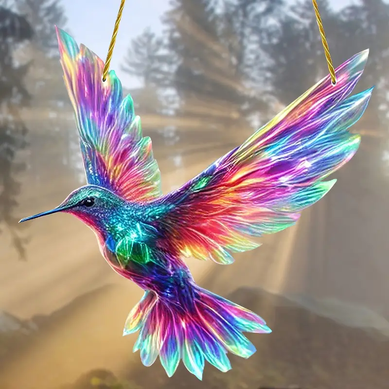 stunning hummingbird sun catcher 7 87 acrylic stained glass animal themed hanging decor for     garden gift details 4