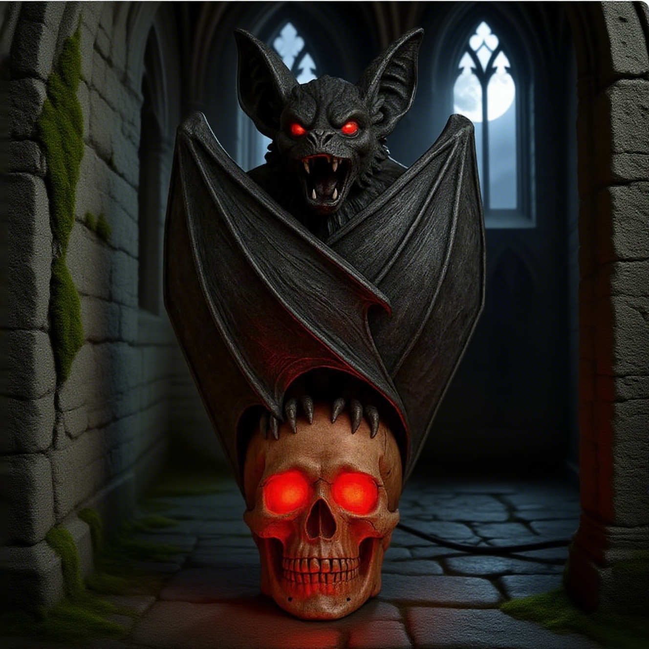 Bat Skull Gothic Art Lamp