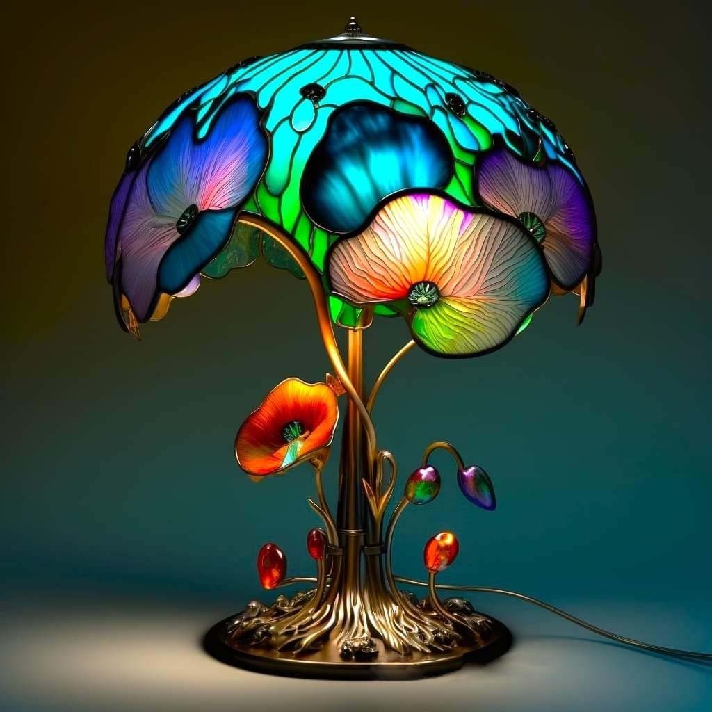 Mushroom Stained Glass Plant Series Table Lamp