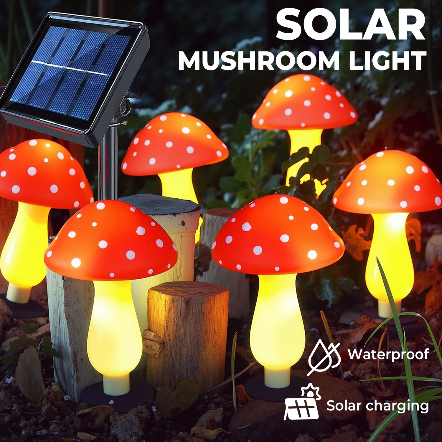 🍄Solar Powered Mushroom Shaped Garden Glow Light