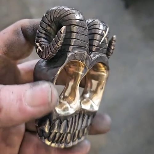 Handmade Ram Horn Skull Knuckles