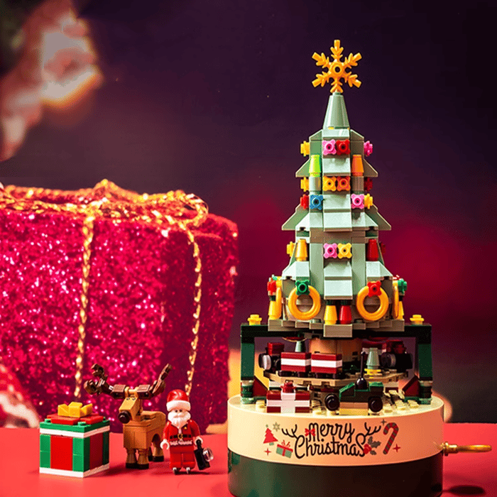 Christmas Tree Music Box Built With 361 Building Blocks