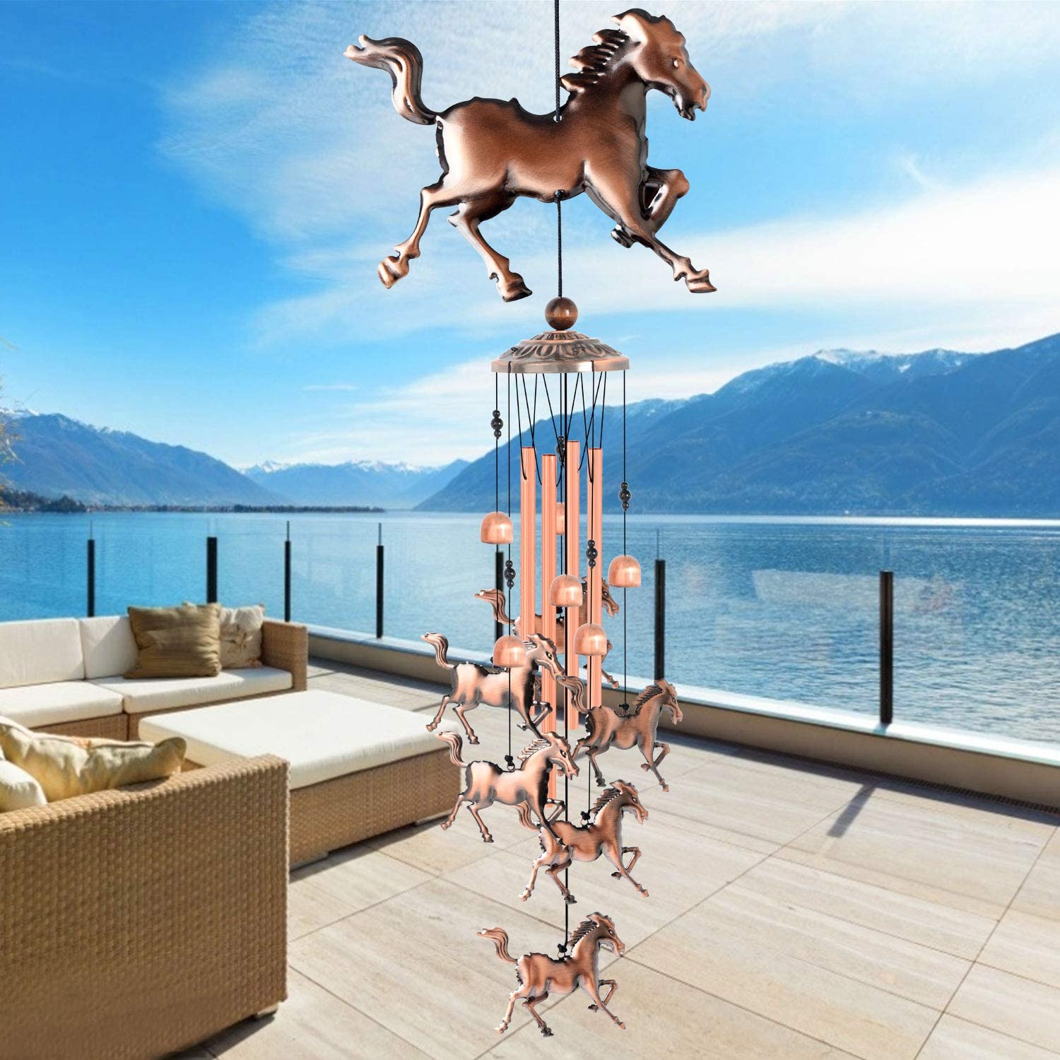 Pure Hand-Made Copper Horse Wind Chimes