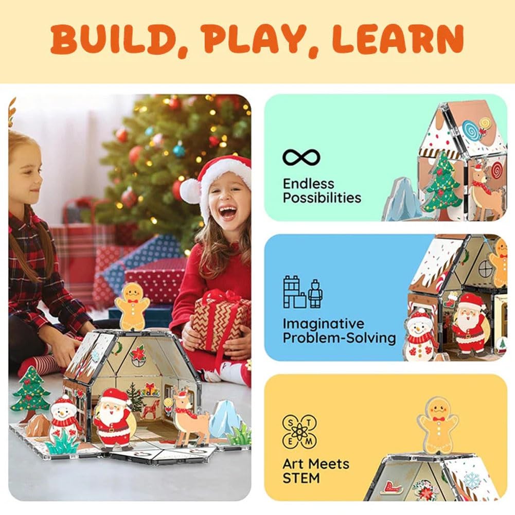 🎄 Magnetic Gingerbread House Building Set– Holiday Edition (46 Pieces) 🎅