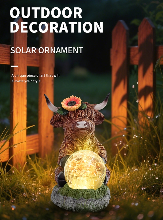 Highland Cow Solar Garden Light – Whimsical Charm Meets Eco-Friendly Glow