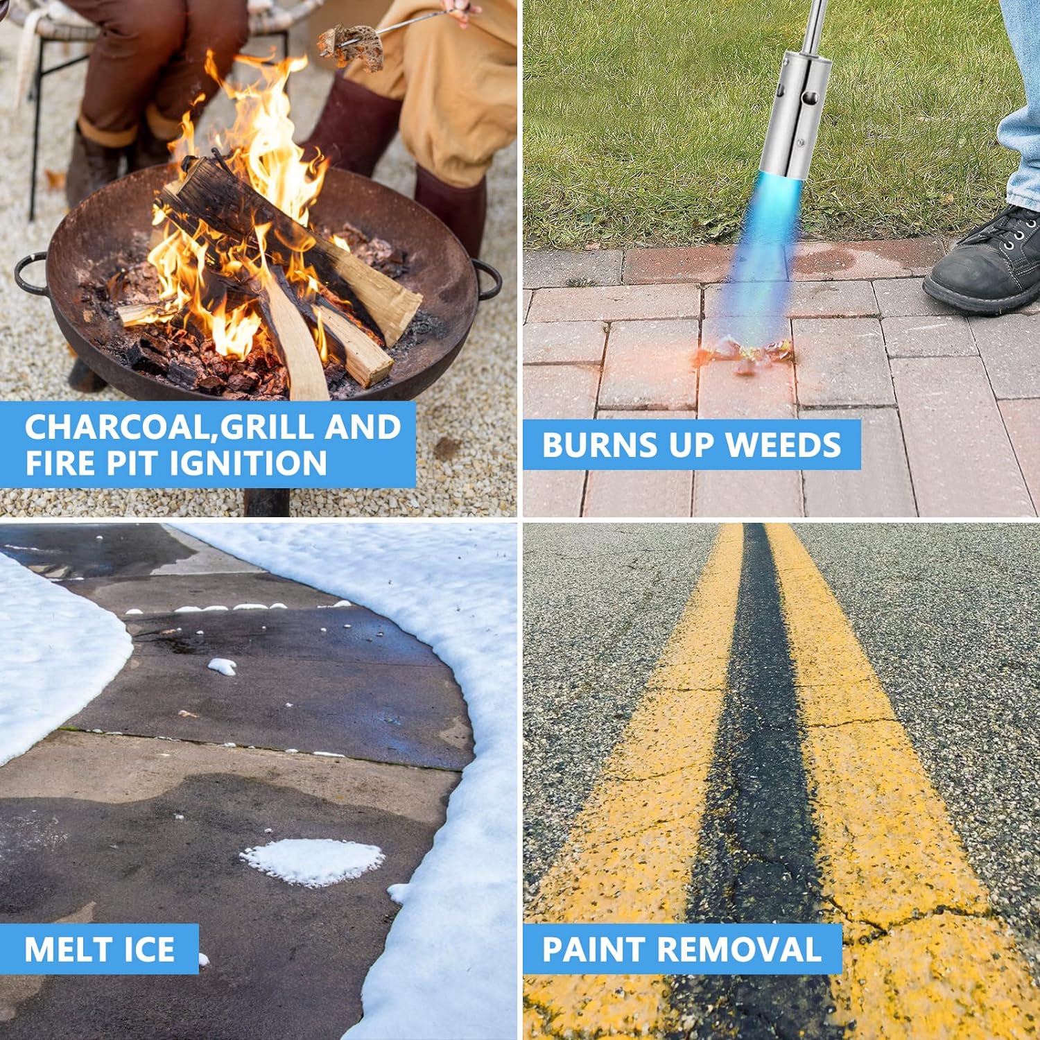 Removable 4-Stage Extended Propane Torch Burner Weed Torch