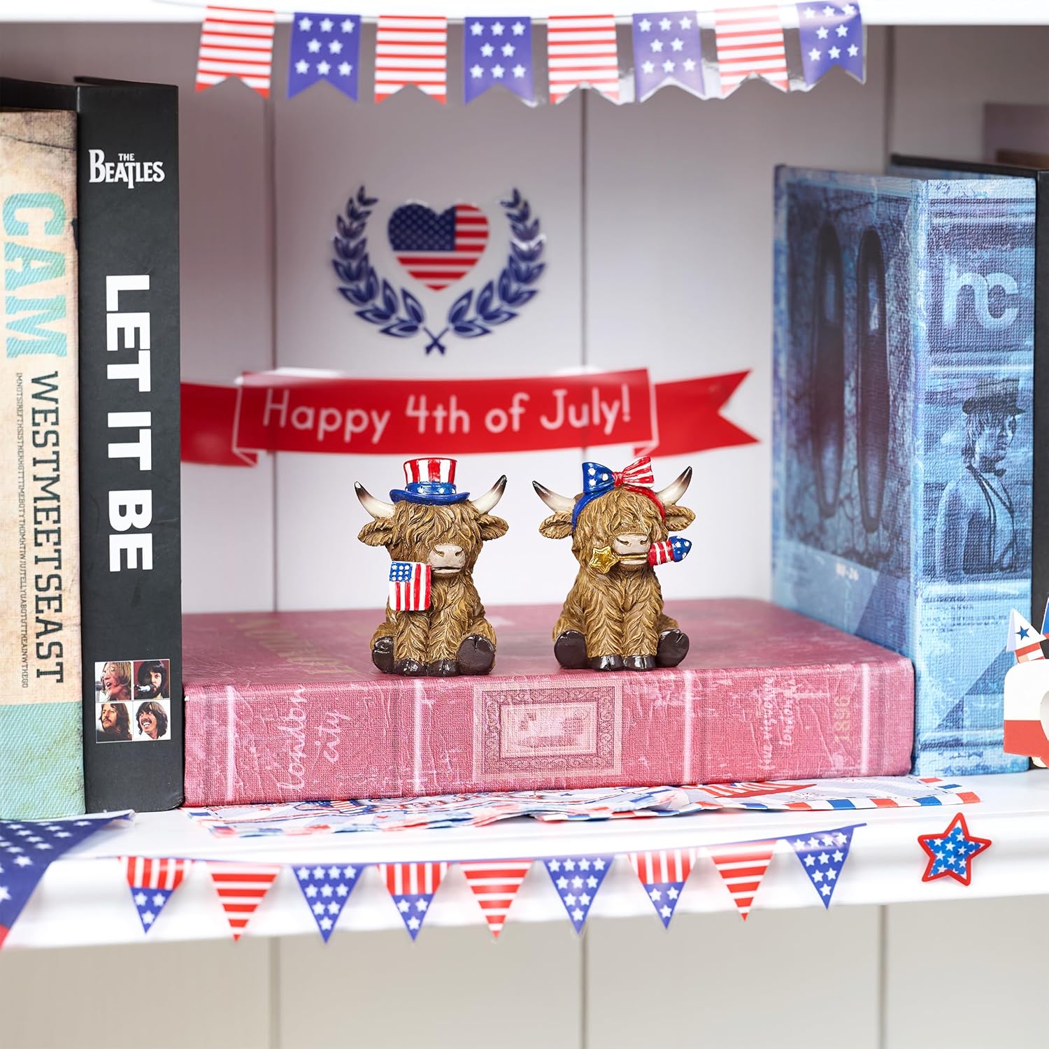 Freedom Herd – Patriotic Highland Cow Decor, Hand-Painted 4th of July & Memorial Day