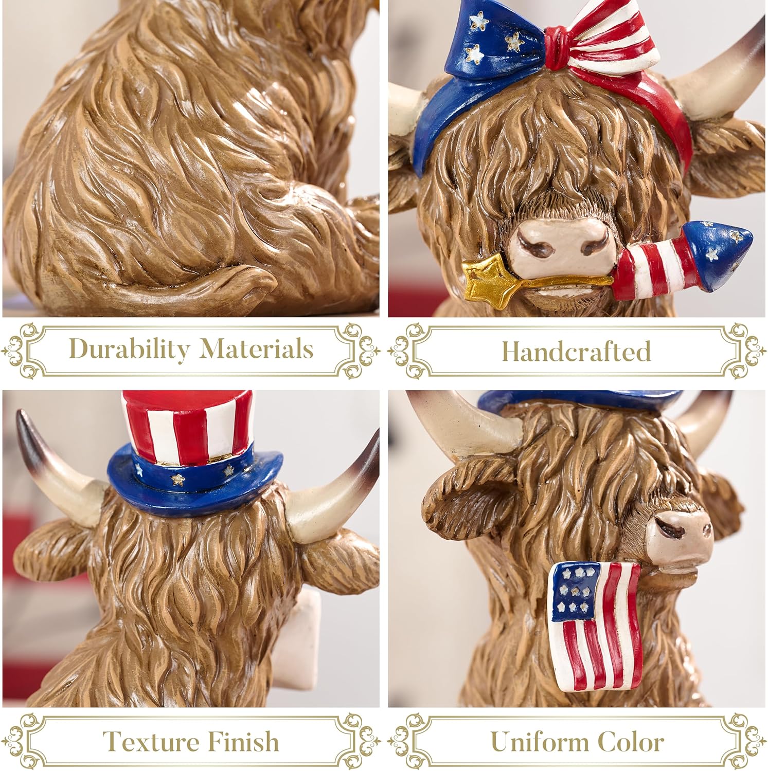 Freedom Herd – Patriotic Highland Cow Decor, Hand-Painted 4th of July & Memorial Day