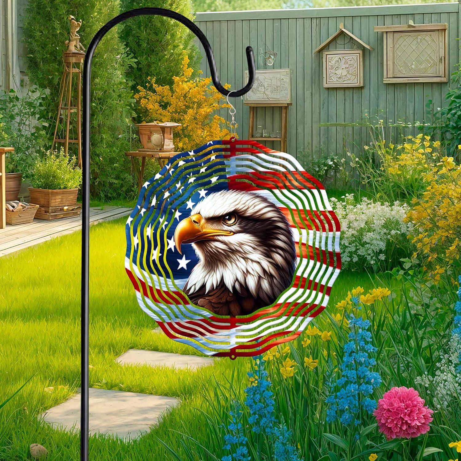 Patriotic Eagle Metal Hanging Wind Spinner
