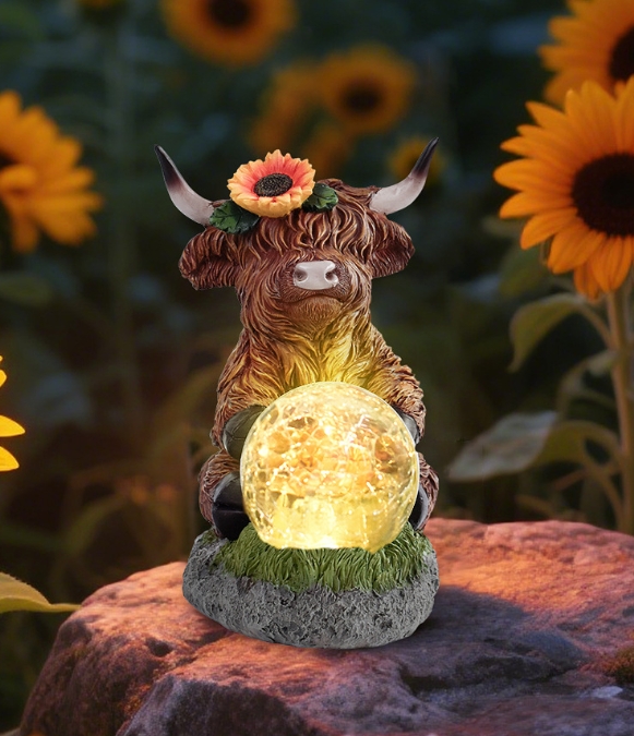 Highland Cow Solar Garden Light – Whimsical Charm Meets Eco-Friendly Glow