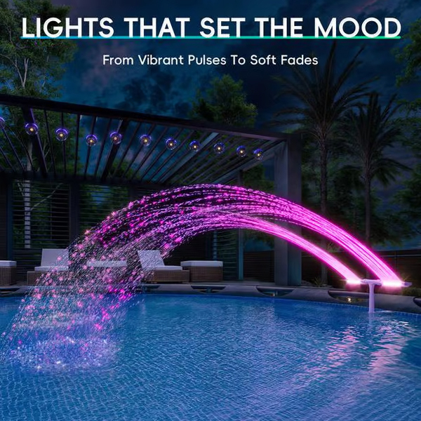 Solar Pool Fountain with Lights Dual Arc