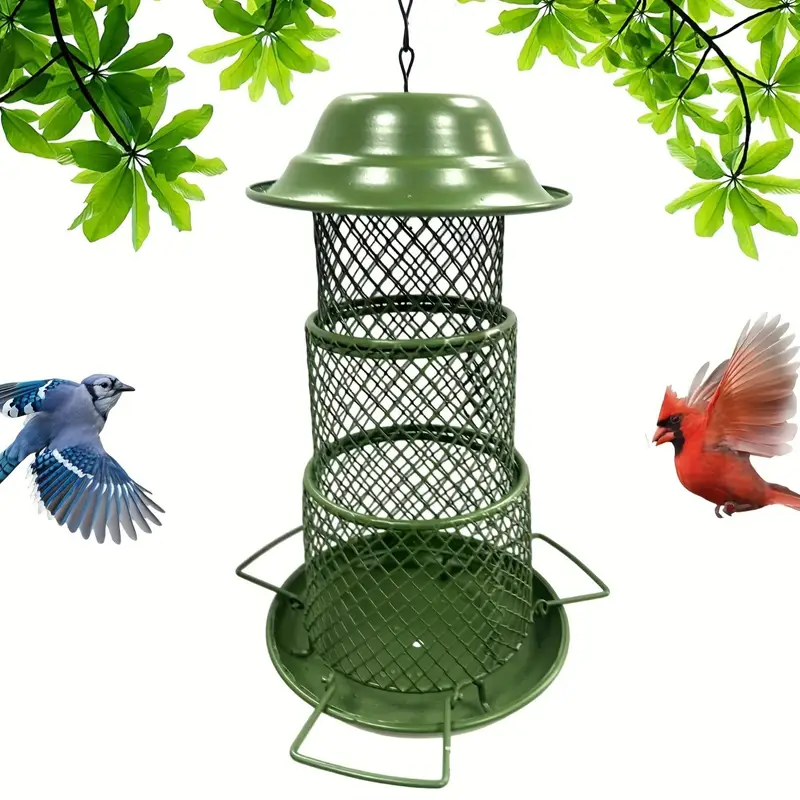 Hanging Bird Feeders Extendable Durable Large Capacity Iron Rain-proof
