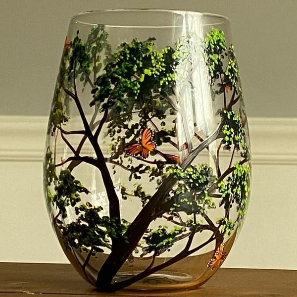 Four Seasons Tree Wine Glasses - Hand Painted Art 8 Reviews