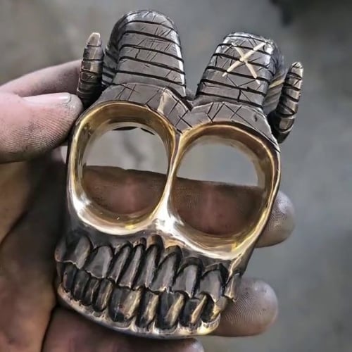 Handmade Ram Horn Skull Knuckles