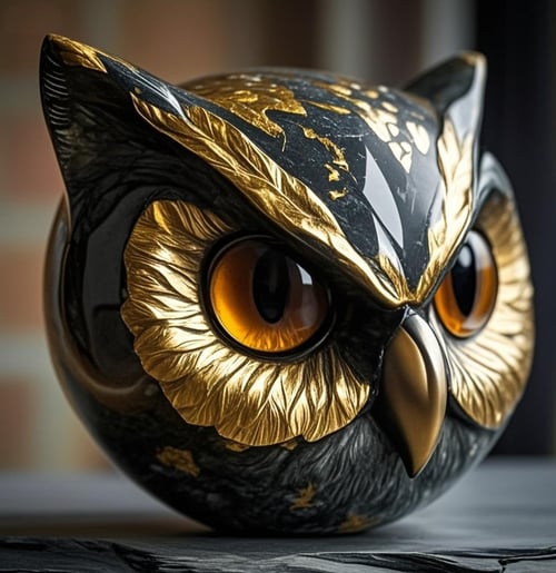 🔥LAST DAY 49% OFF🦉2025 Luxurious Black-gold Owl Stone Sculpture