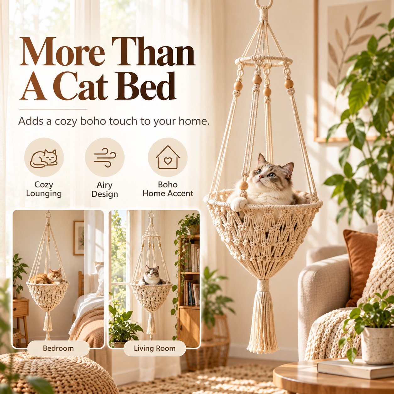 Decorative Boho Cat Hammock for Home Decorative Boho Cat Hammock for Home