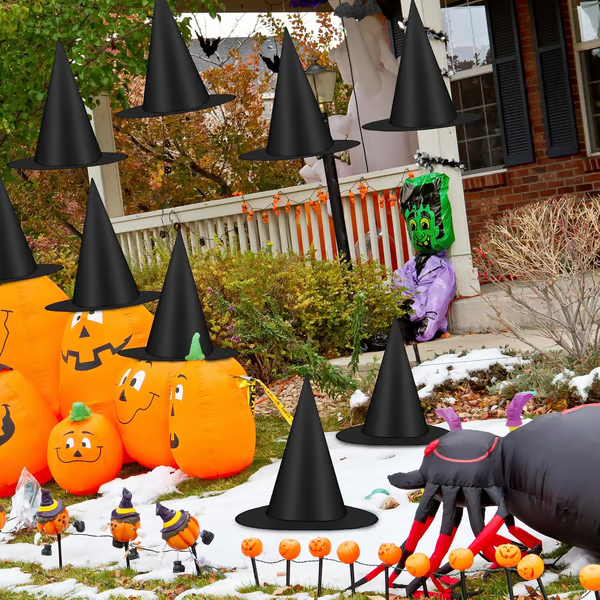 🏆Flash Sale⚡ 50K+ SOLD! Almost Gone-💥🧙‍♀️12 PCS Halloween Witch Hats with 104 FT Nylon Cord