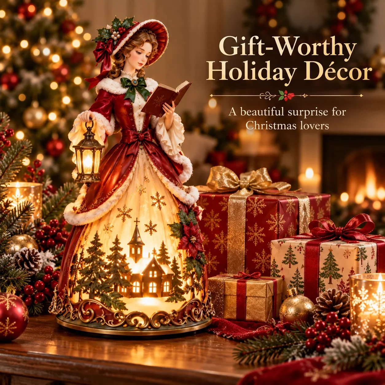 Victorian Christmas Caroler Lady Lamp holiday gift