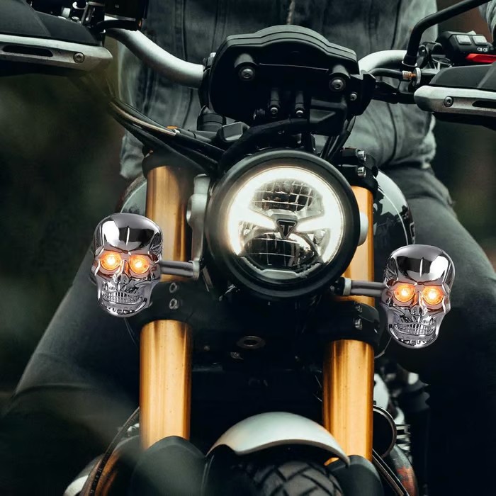 Skull Head LED Amber Turn Signal Indicator Light