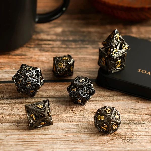 Hollow Metal Dragon Shaped Carving Dice Set