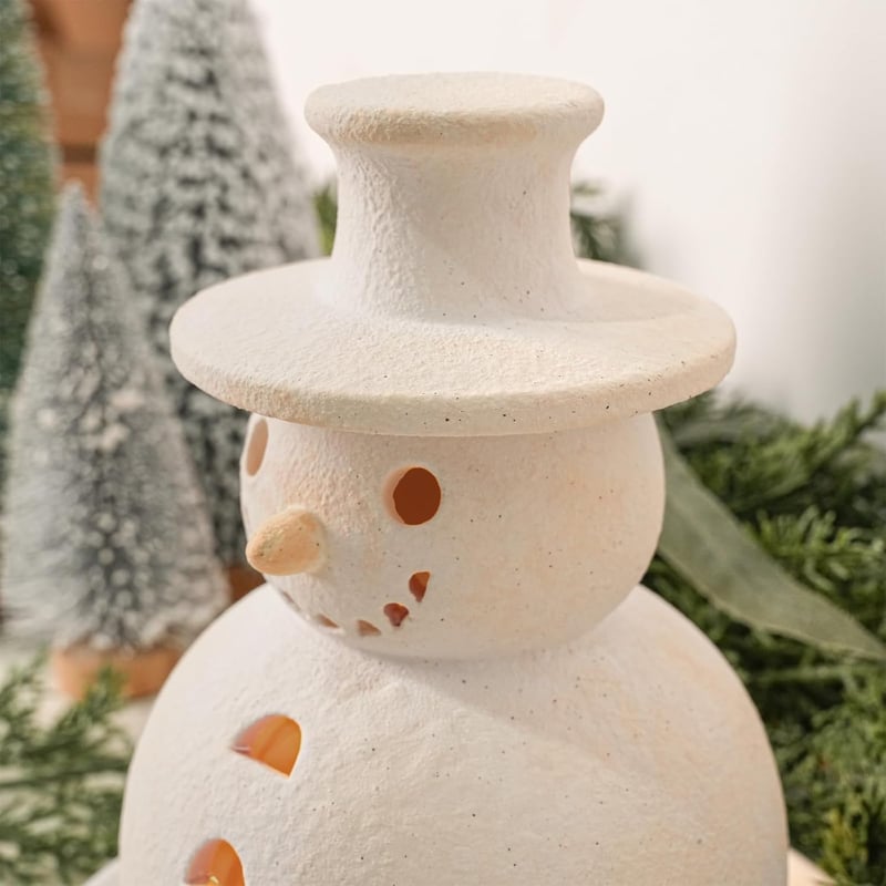 Christmas Decorations - Handmade Terracotta Snowman Figurines
