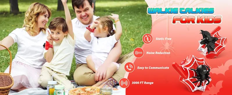 Fygurso 儿童恐龙对讲机产品介绍 3280 英尺 3 通道双向对讲机恐龙和蜘蛛 2 包音频间谍设备多色 3