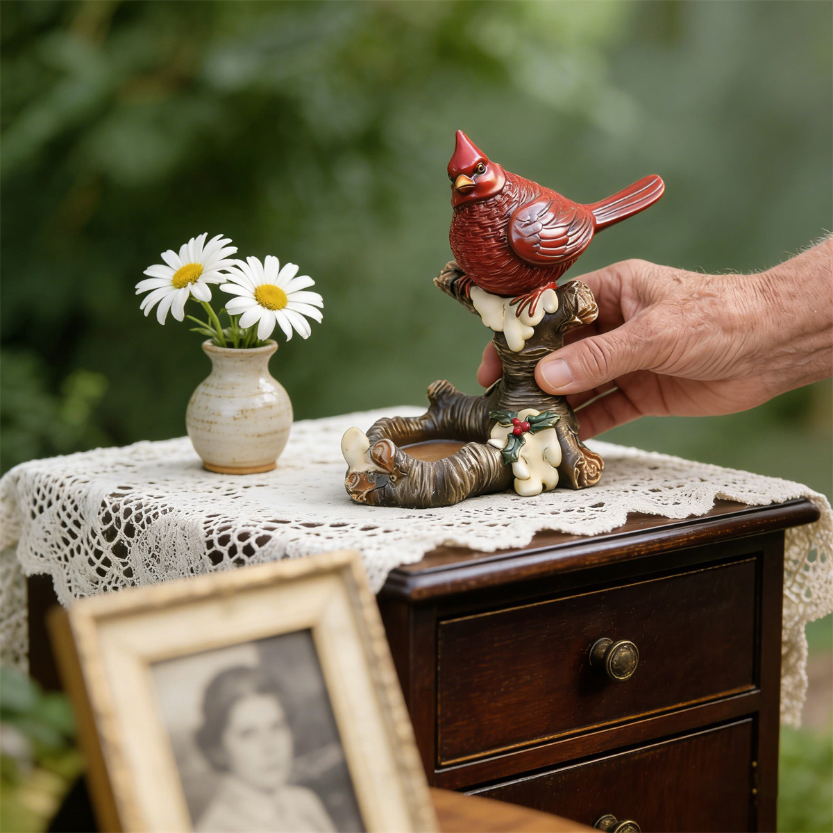 Handcrafted Winter Cardinal Sculpture - A Heartwarming Decor Accent