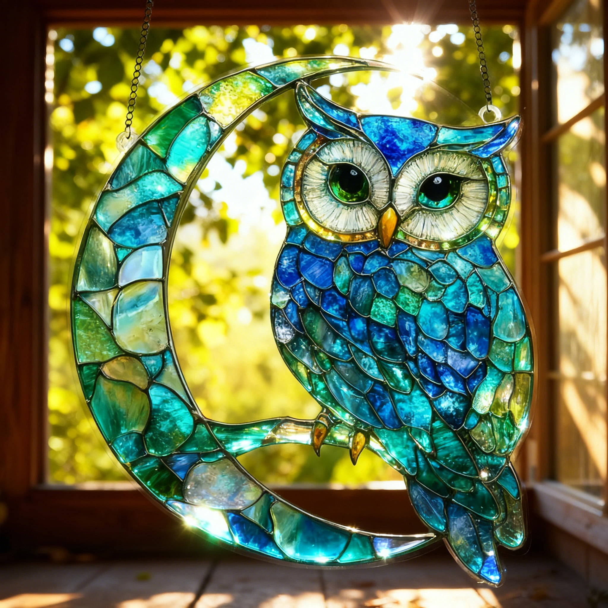 Handmade Owl Stained Glass Suncatcher