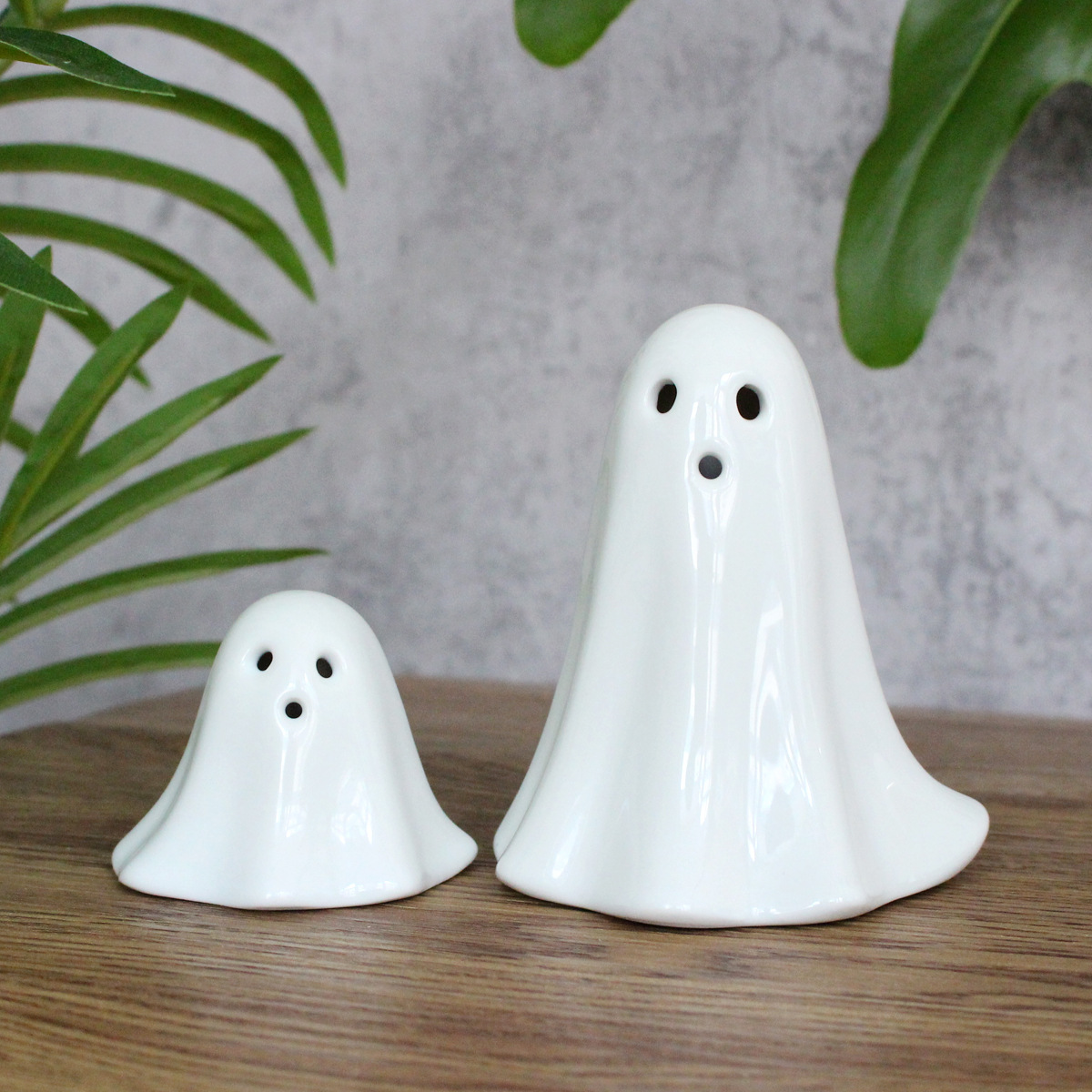 Mini Ceramic Light Up Ghost Figurines