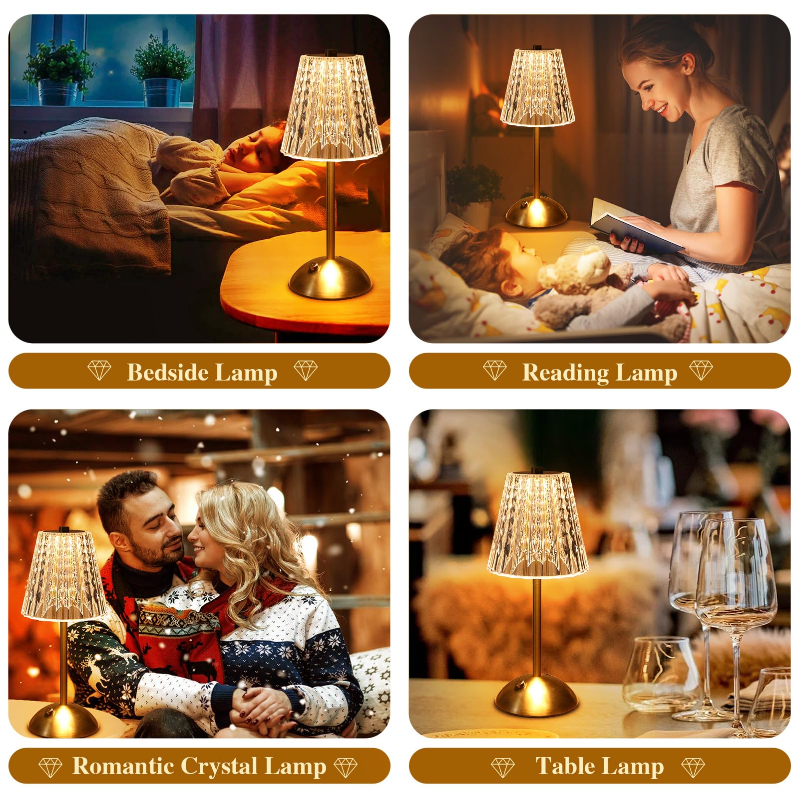 Touch Dimmable Crystal Lamp 3 Colors