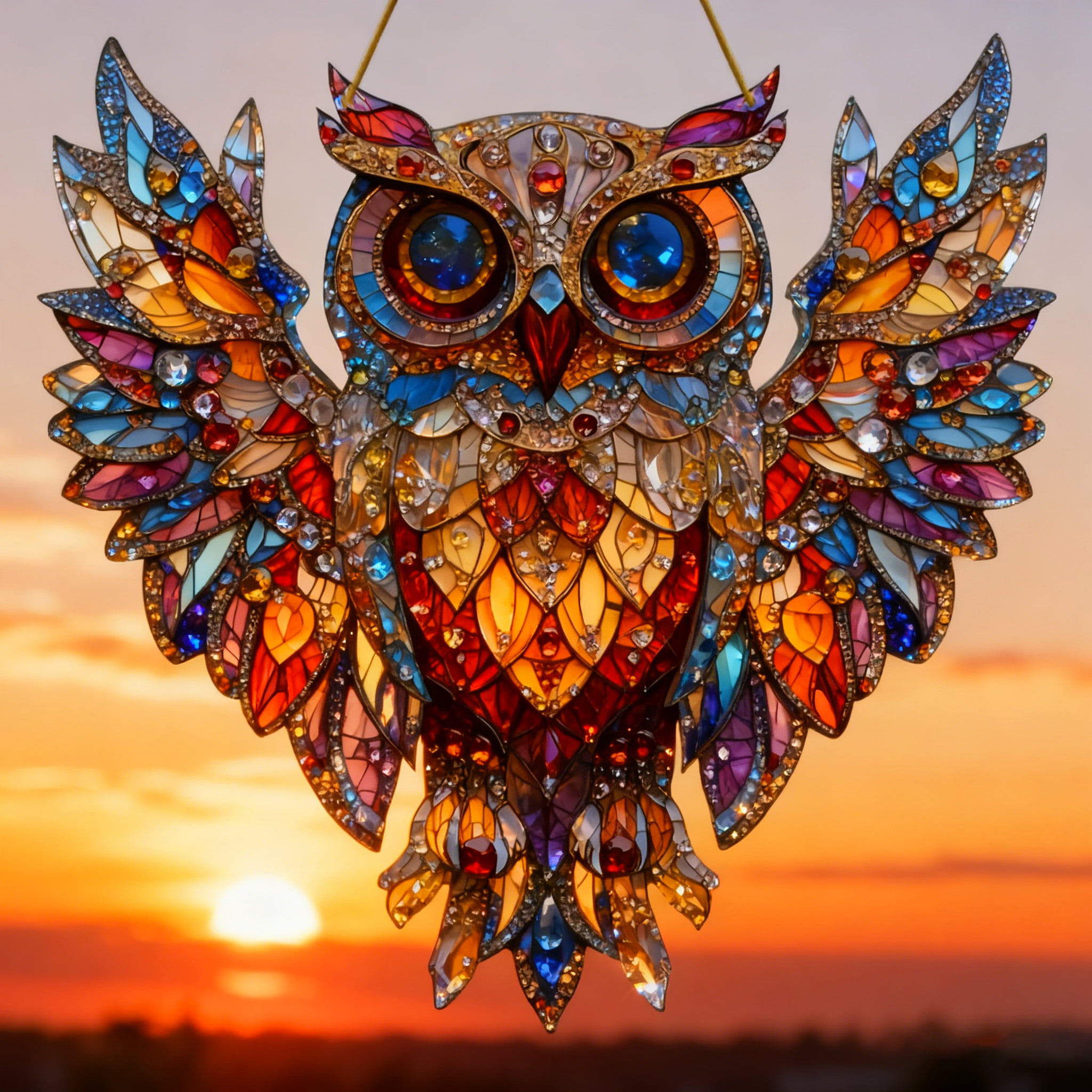 Handmade Owl Stained Glass Suncatcher