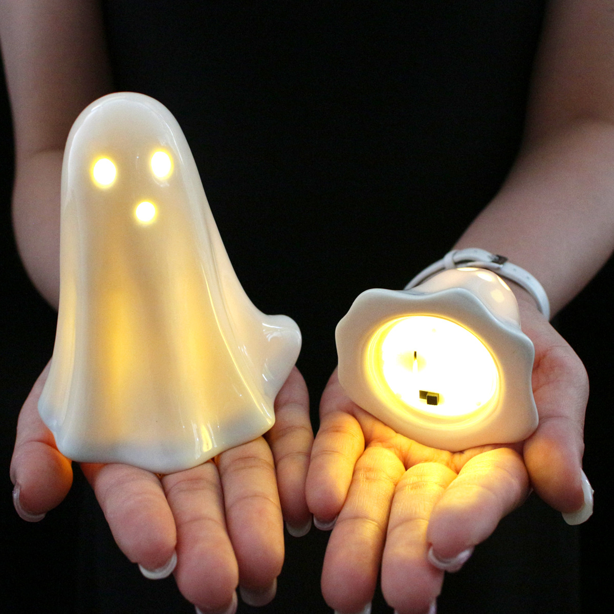 Mini Ceramic Light Up Ghost Figurines