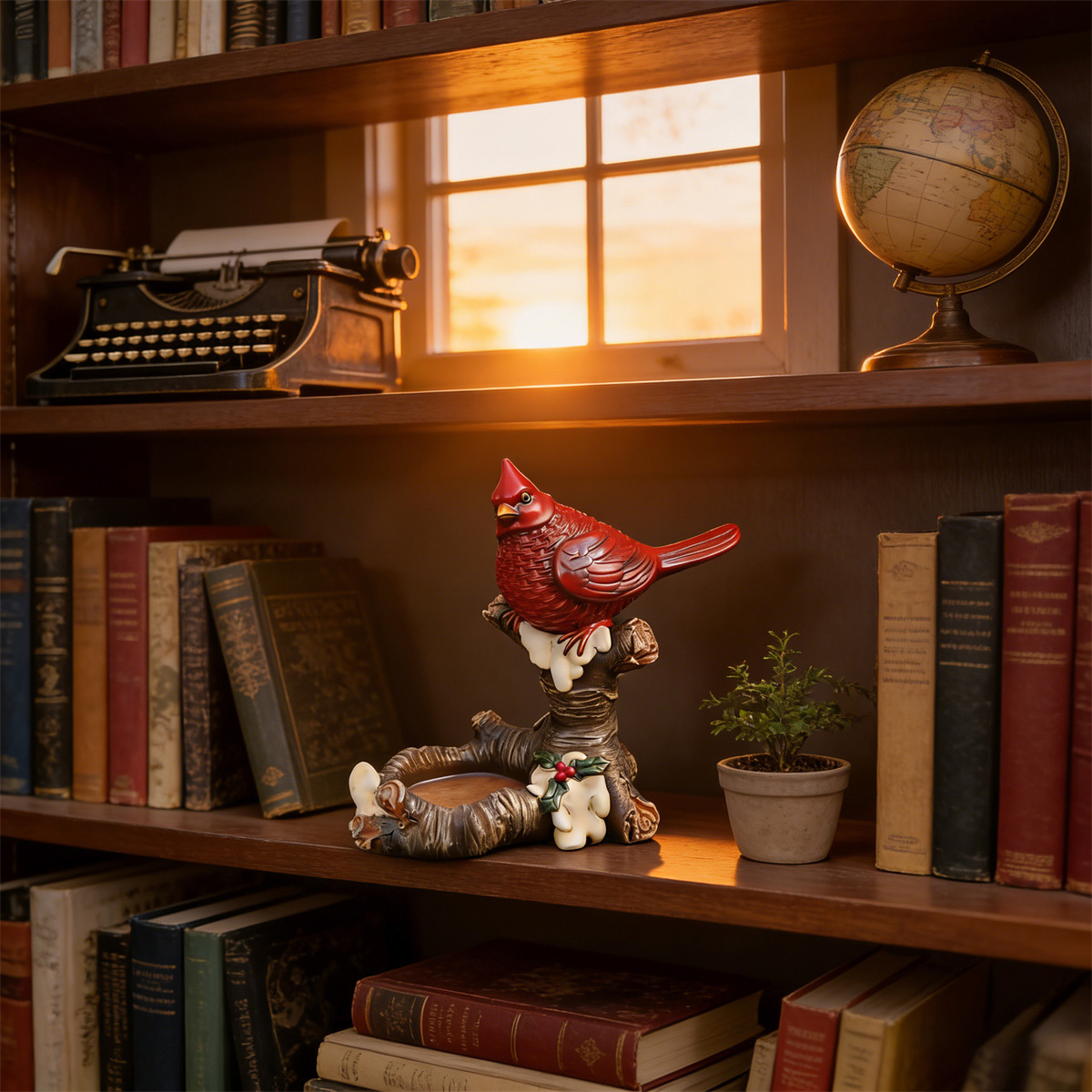 Handcrafted Winter Cardinal Sculpture - A Heartwarming Decor Accent