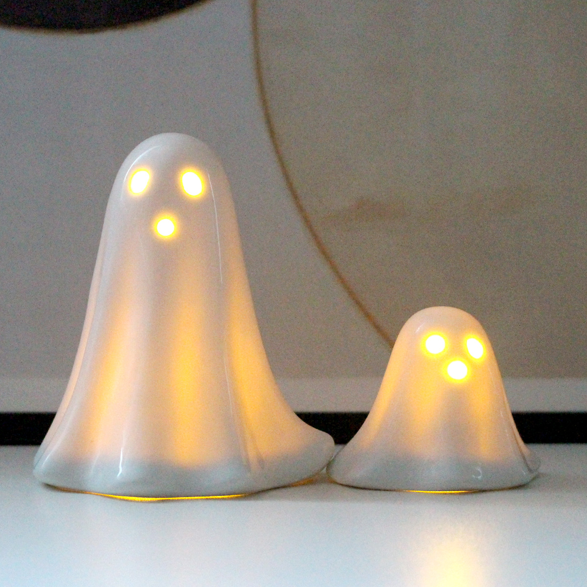Mini Ceramic Light Up Ghost Figurines