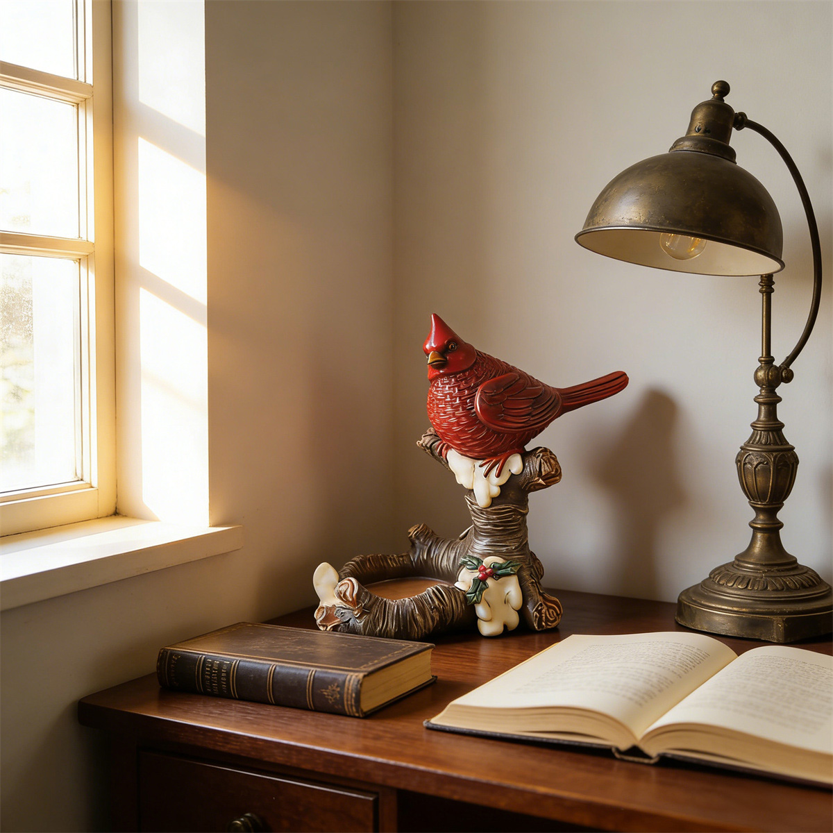 Handcrafted Winter Cardinal Sculpture - A Heartwarming Decor Accent