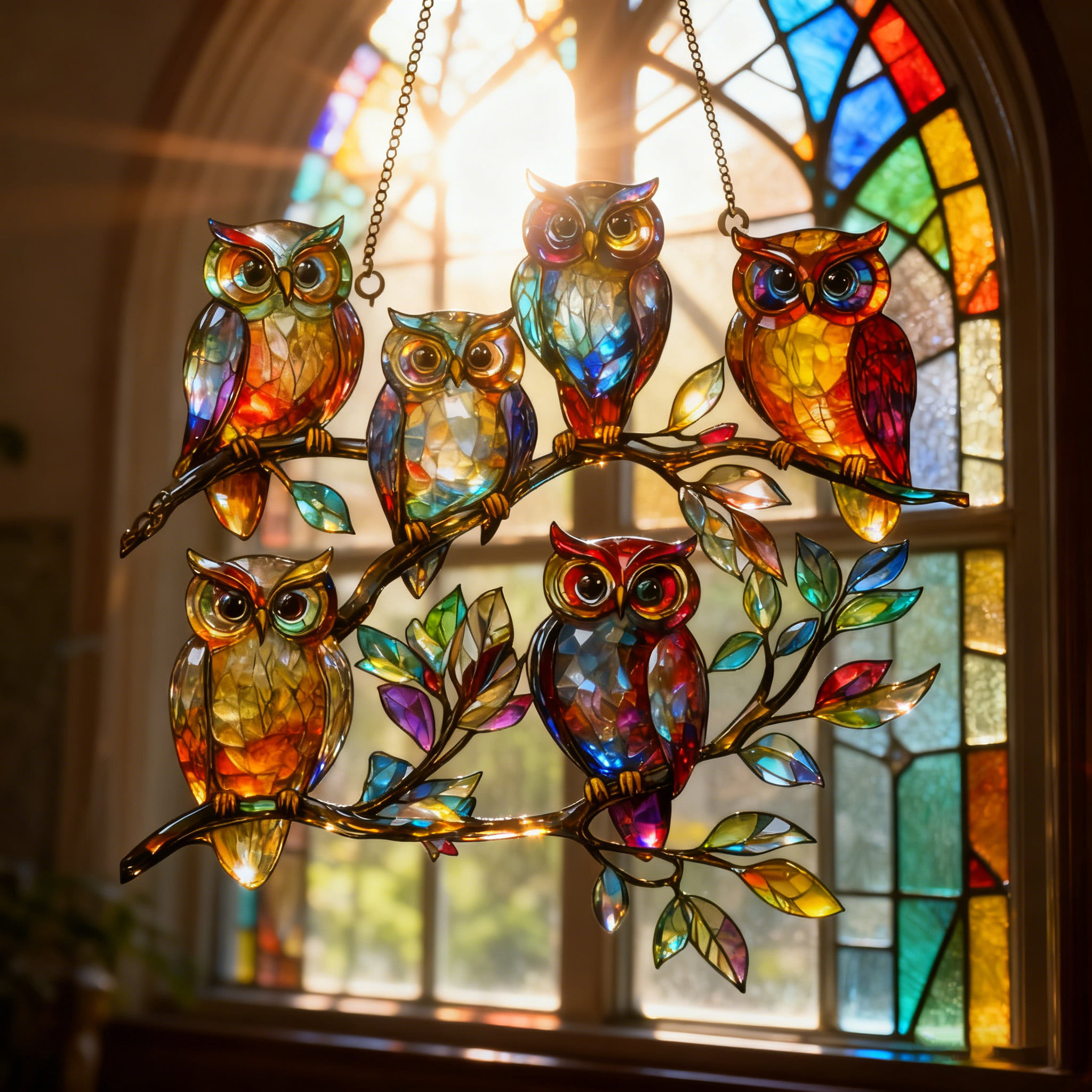 Handmade Owl Stained Glass Suncatcher