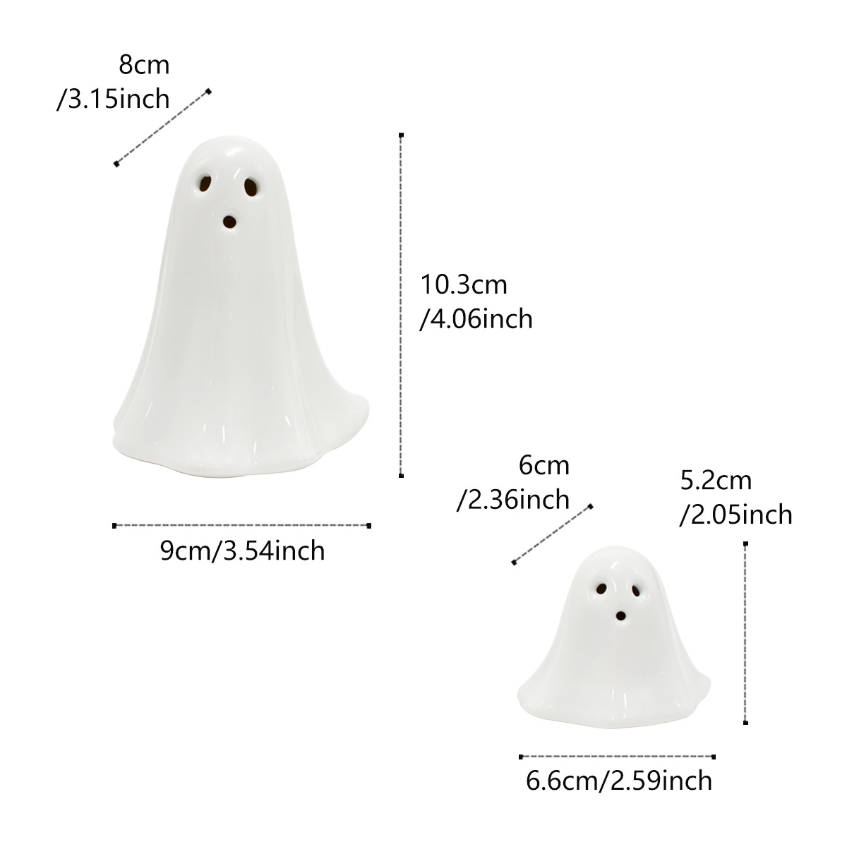 Mini Ceramic Light Up Ghost Figurines