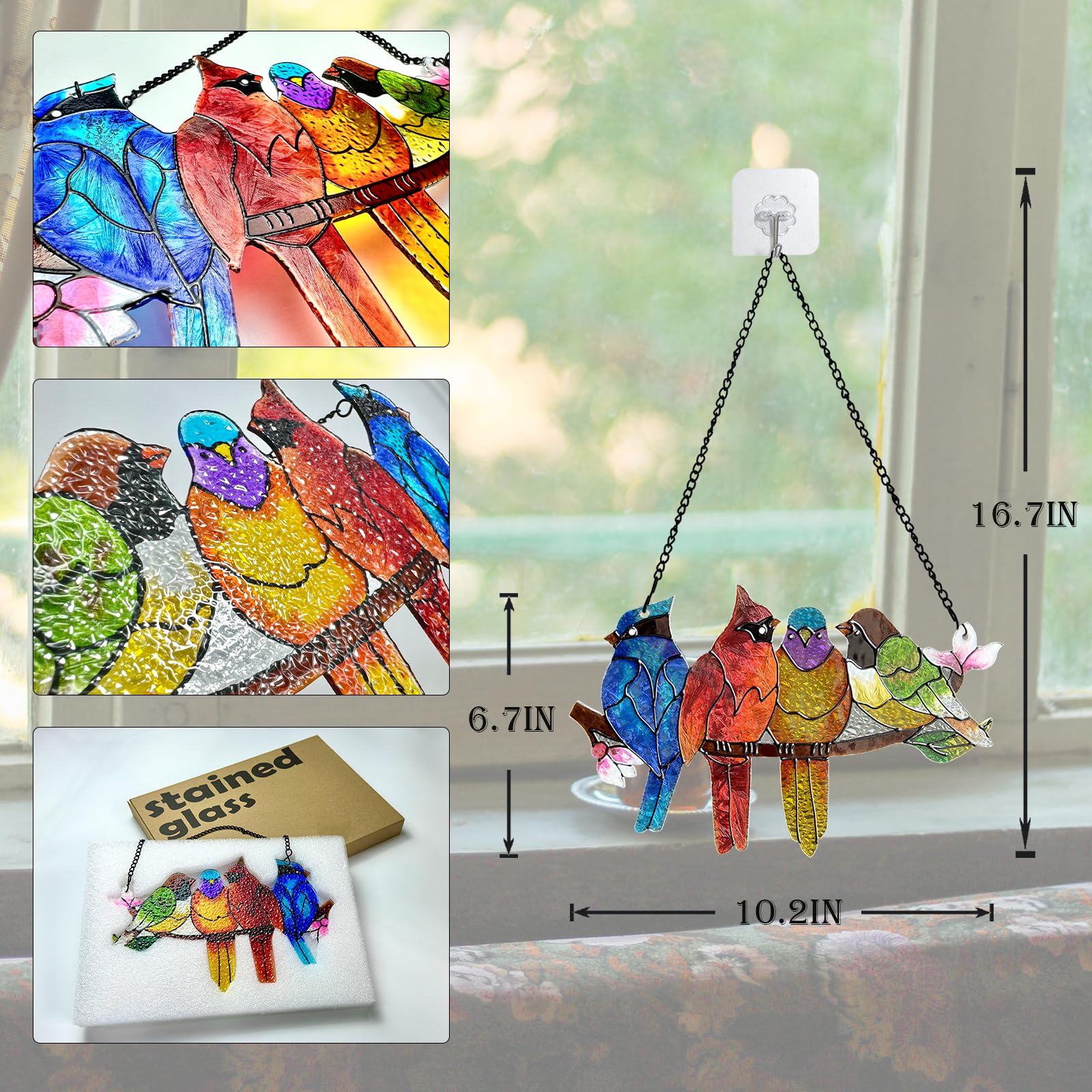 Birds on A Branch Stain Glass Suncatcher