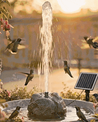 Realistic Granite Rock Solar Bird Bath Fountain