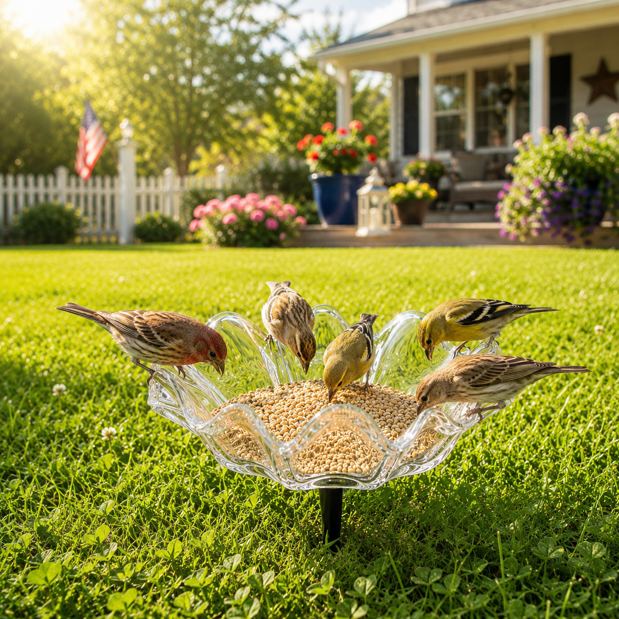 Glass Flower Petal Bird Feeder