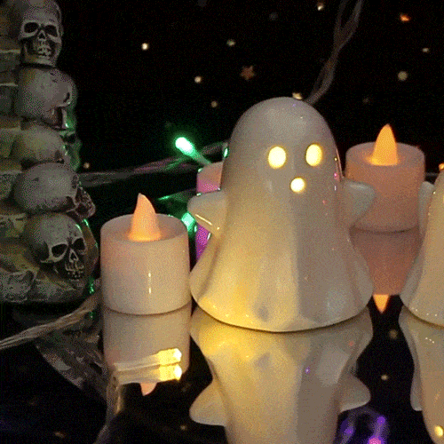 Mini Ceramic Light Up Ghost Figurines