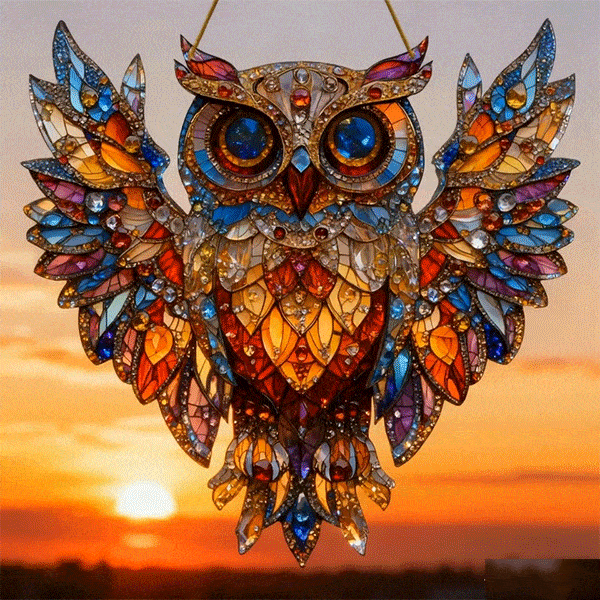 Handmade Owl Stained Glass Suncatcher