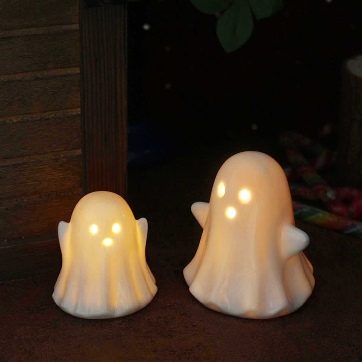 Mini Ceramic Light Up Ghost Figurines