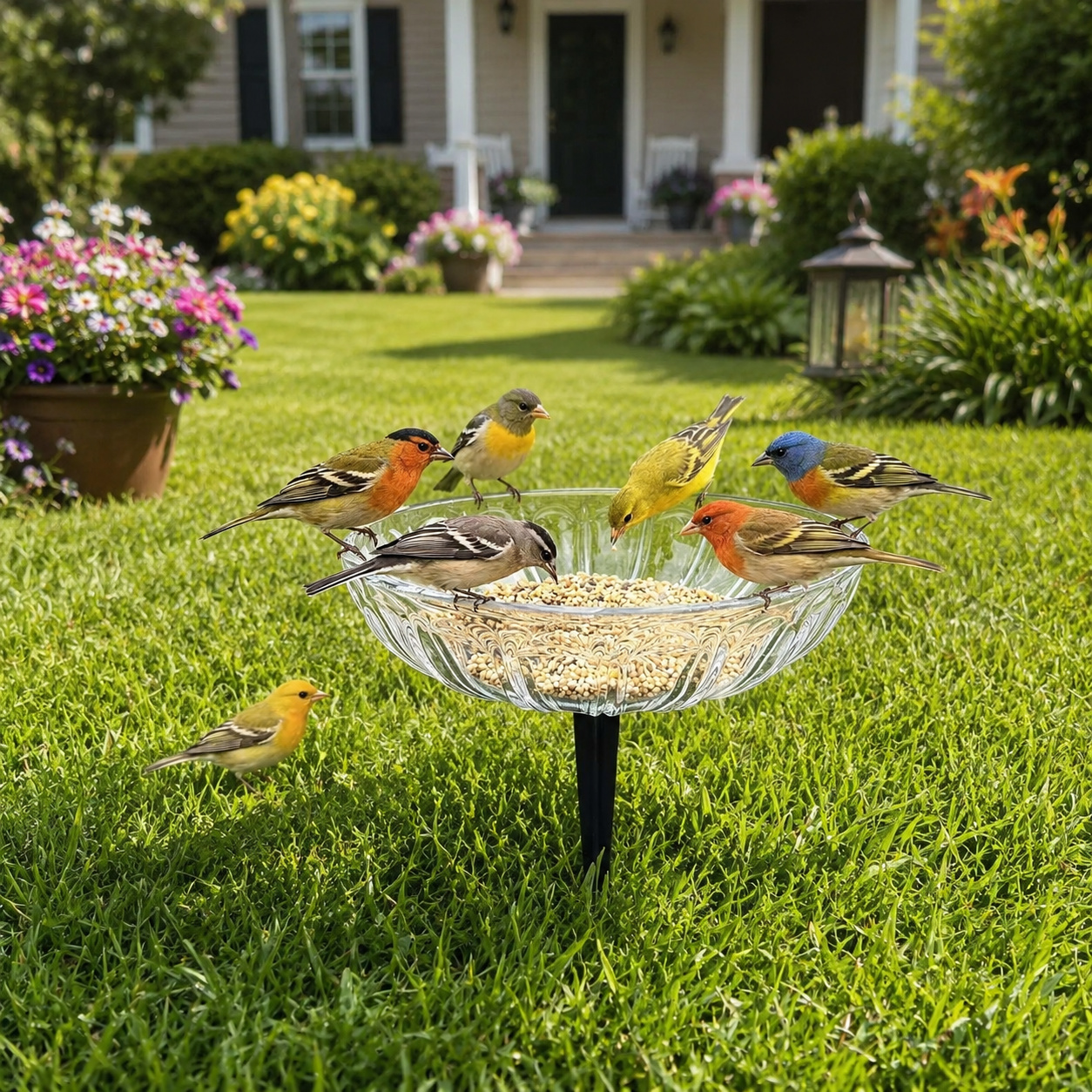 Glass Flower Petal Bird Feeder