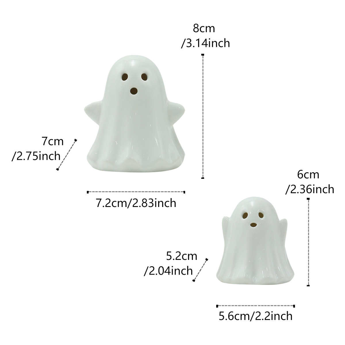 Mini Ceramic Light Up Ghost Figurines