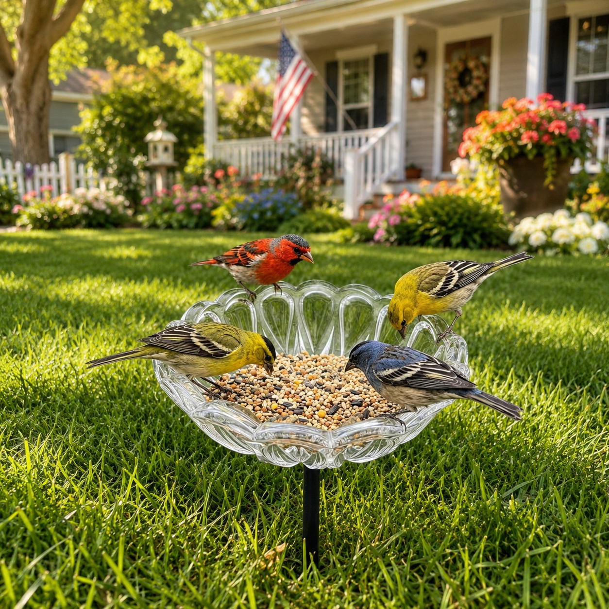 Glass Flower Petal Bird Feeder