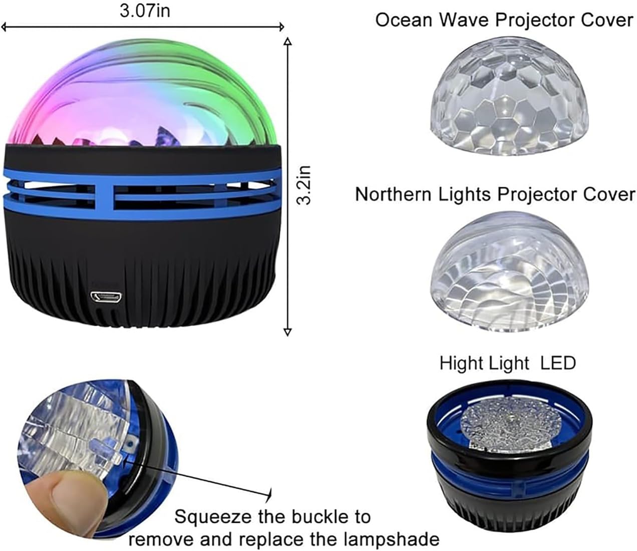 2 in 1 Northern Lights and Ocean Wave Projector